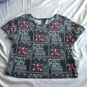 Forever 21 Patterned Black/Red/White Shirt